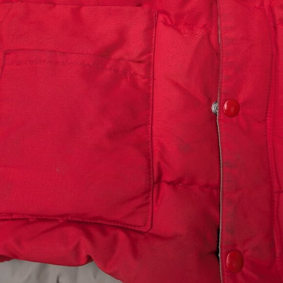 Vintage Snow Goose Puffer Vest Red Beige Made in Canada L/G - Picture 3 of 7